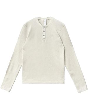 Chrome Hearts Logo Embroidered Waffle Henley Collar Shirt Chrm0261" - Black