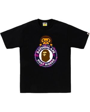 A Bathing Ape Camo Colour Milo On Busy Works Ss T-Shirt Camo" 0Zxtemx00710Q Bks" - Black