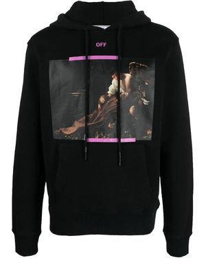 Off-White c/o Virgil Abloh Arrow Caravaggio St. Fran Slim Fit Hoodie Ombb097S23Fle0031034" - Black