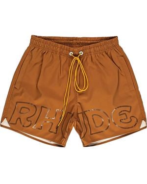 Rhude Logo Swim Trunks "Camel" Rhpf23Sm01169003" - Black