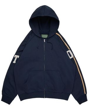 DENIM TEARS Chenille Patch Zip Hoodie Dt914" - Blue