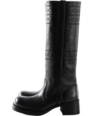 Miu Miu Embroidered Boots 5W765E D7T F0308" - Black