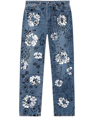 DENIM TEARS Irak Levi's 501 Wreath Logo Jeans "Light Wash Vintage Dt294" - Blue