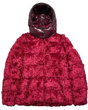 Moncler Badyp Mohair Short Down Jacket "Raspberry" Mon76" - Red