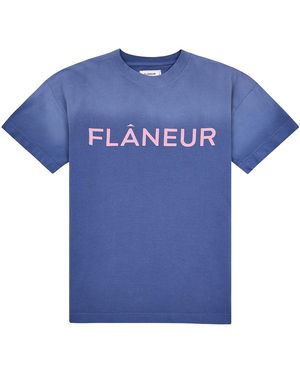FLANEUR HOMME Washed Puffed Logo T-Shirt F15147" - Blue