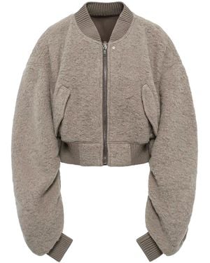 Rick Owens Tower Secchia Cropped Flight Jacket "Dark Pearl" Rp02F5702 Wpa 48" - Black