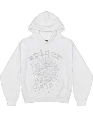 Sp5der Og Rhinestone Logo Hoodie 340" - Black