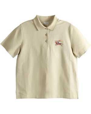 Burberry Equestrian Knight Cotton Polo Shirt "Limestone" 8118496" - Black