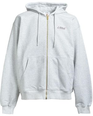 CASABLANCA Embroidered Logo Zip Up Hoodie -Aw25-Jtp-408-01" - Black