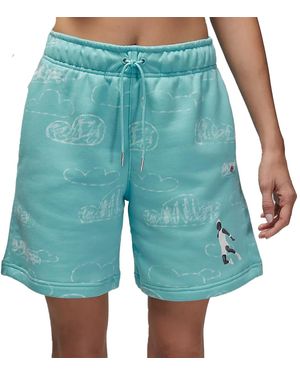 Nike Flight Washed Fleece Shorts "Dark Powder" Dz3363 464" - Blue