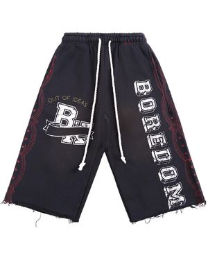 Boredom Kills Collegiate Shorts "Faded" Bk021" - Black