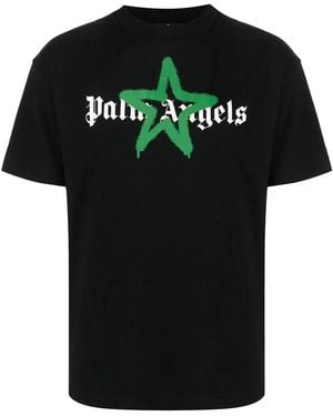 Palm Angels Star Sprayed Logo T-Shirt Pmaa001C99Jer0241055" - Black