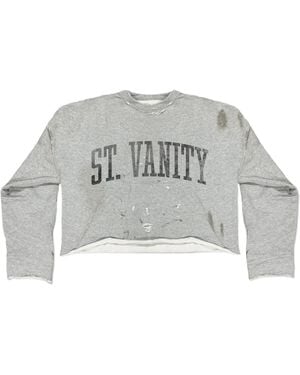 Saint Michael Badgers Distressed Long Sleeve Crewneck Sv044" - Grey