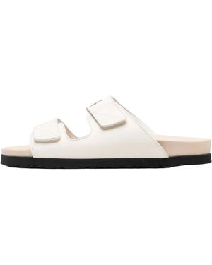 Palm Angels Logo Slide "Off- Pwih019S23Lea0020361" - Black