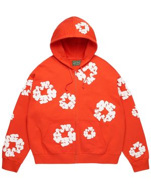 DENIM TEARS Cotton Wreath Zip Hoodie "Dark" Dt620" - Red
