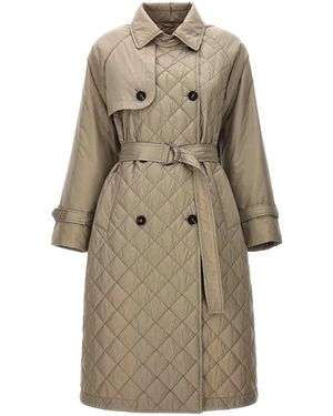 Brunello Cucinelli Quilted Belted Coat "Taupe" Brun1358" - Black
