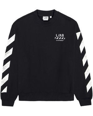 LAB C.O. OFF WHITE Diag Crewneck Jumper Labf26K052-Blk" - Black