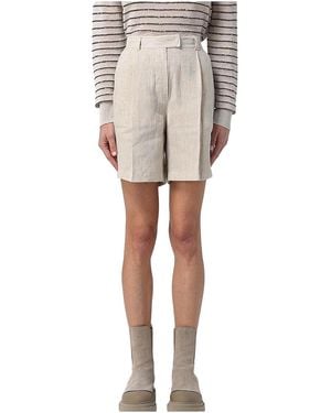 Brunello Cucinelli Linen Tailored Shorts "Naturale" Brun1384" - Black