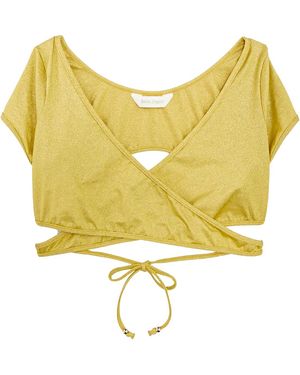 Palm Angels Glitter Crisscross Bikini Top "Citron" Pwfh007E23Fab0021818" - Black