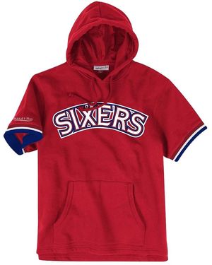 Mitchell & Ness Nba French Terry Short Sleeve Hoodie "Philadelphia 76Ers - Red