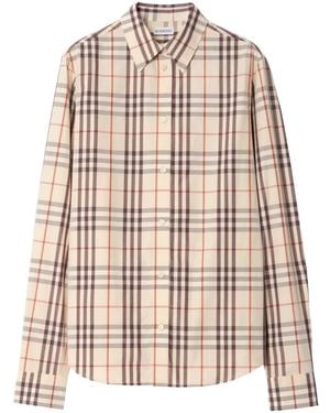 Burberry Classic Fit Check Cotton Shirt "Almond" 8123706" - Black