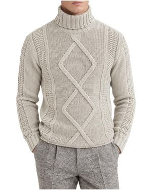 Brunello Cucinelli Nivar Exclusive Wool Turtleneck Jumper "Oatmeal Mélange" Brun3142" - Black
