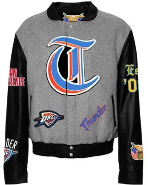 Jeff Hamilton Oklahoma City Thunder Wool & Leather Old English Varsity Jacket Nba Okl Thu 103" - Black