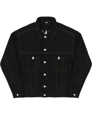 REVENGE Embroidered Logo Denim Jacket Rev0130" - Black