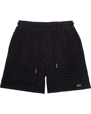 Honor The Gift Pointelle Crochet Shorts Htg260261002 Blk" - Black