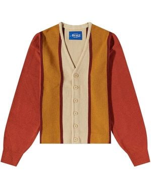 AWAKE NY Wool Striped Cardigan "Rust Stripe" Awk Sp22 Sw002 Rusts" - Brown