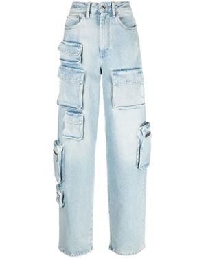 Off-White c/o Virgil Abloh Bleach Multi-Pocket Cargo Jeans "Light" Owyb012F22Den0014000" - Black