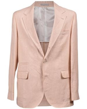Brunello Cucinelli Prince Of Wales Check Pattern Blazer "Coral" Brun1135" - Black