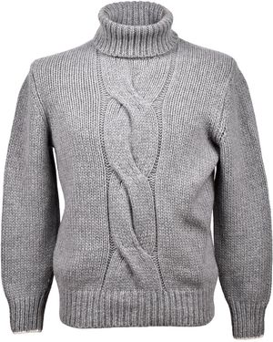 Brunello Cucinelli Cashmere Cable Knit Turtleneck "Light" Brun573" - Black
