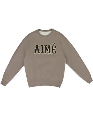 Aimé Leon Dore Aime Applique Crewneck Sweatshirt "Camel Melange" Fw24Cs007 Camel Melange" - Grey