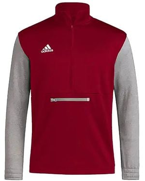 adidas Ulm Warhawks Quarter-Zip Jacket "Team Medium Heather Hi3134" - Red