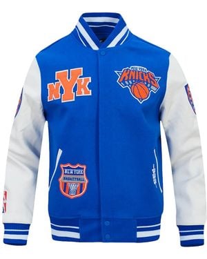 Pro Standard New York Knicks Letterman Rib Wool Varsity Jacket "Royal" Bnk6516959 Rwh" - Blue