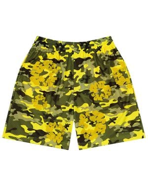 DENIM TEARS Camo Cotton Wreath Mesh Shorts Dt176" - Black