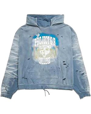 PROJECT G/R Mixed Printed Vintage Hoodie "Pale" Pg25Ssmh03Pb" - Blue