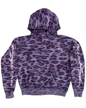 HELLSTAR Cheetah Zip-Up Hoodie Hsr072" - Purple
