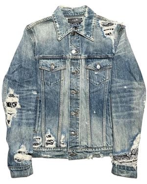 Amiri Bandana Distressed Denim Jacket Abbdjb" - Blue