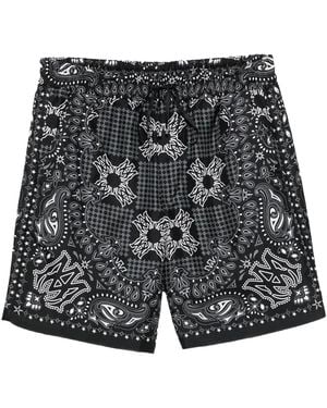 Amiri Ma Check Printed Shorts Ambmso1124 001" - Black