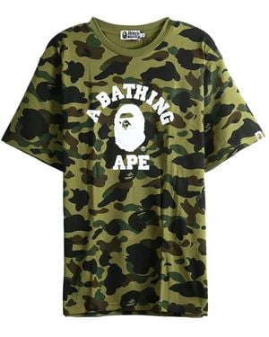 A Bathing Ape 1St Camo University T-Shirt 1L30109010 Grn" - Green