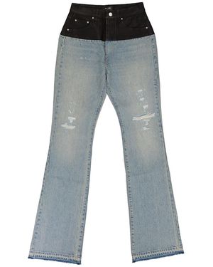 Amiri Hybrid Bootleg Jeans W/ Leather "Sky Ps22Wds070 064" - Black