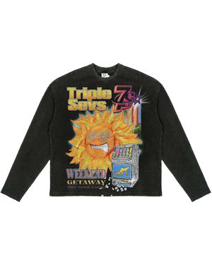 Triple Sevens Weekend Getaway Waffle Knit Long-Sleeve T-Shirt Ts7059" - Black