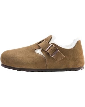 Birkenstock London Shearling Suede Leather "Dark Tea - Black