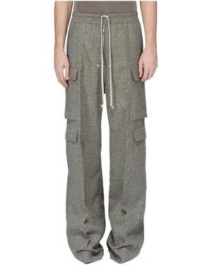 Rick Owens Cargobelas Twisted Wool Trousers Melange" Ru02F4339 Wbi 79" - Black