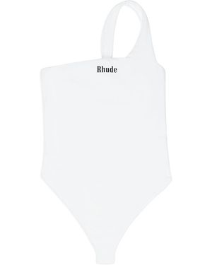 Rhude Asymmetric One-Piece Swimsuit Rhss24Bi02851372 Wht" - Black