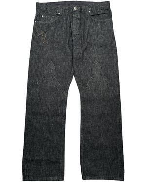 Chrome Hearts Leather Star Patch Denim Jeans "Washed Raw Denim" Chrm1109" - Black