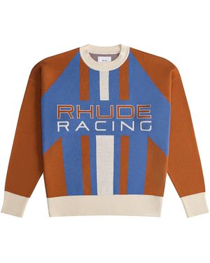 Rhude Pavil Knit Crewneck Jumper "Brick Cream Rhps24Sw06973146 Brc" - Blue