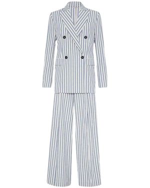 Brunello Cucinelli Striped Tailored Blazer "Gesso Avio" Brun1474" - Black